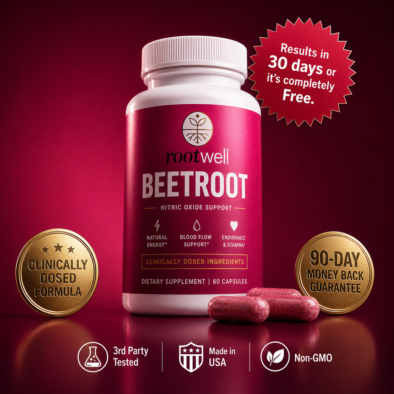 RootWell Beetroot Nitric Oxide — Clean Energy Without the Crash